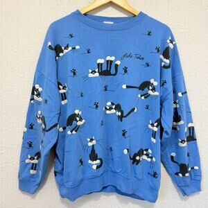 vintage 80s cat and mouse sweatshirt lake tahoe cartoon lifestyles
